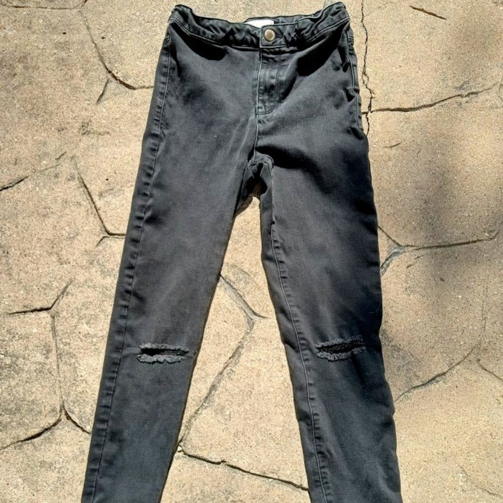 Zara Gray Distressed Denim Makers Skinny Jeans - Girls 11yrs - 12yrs